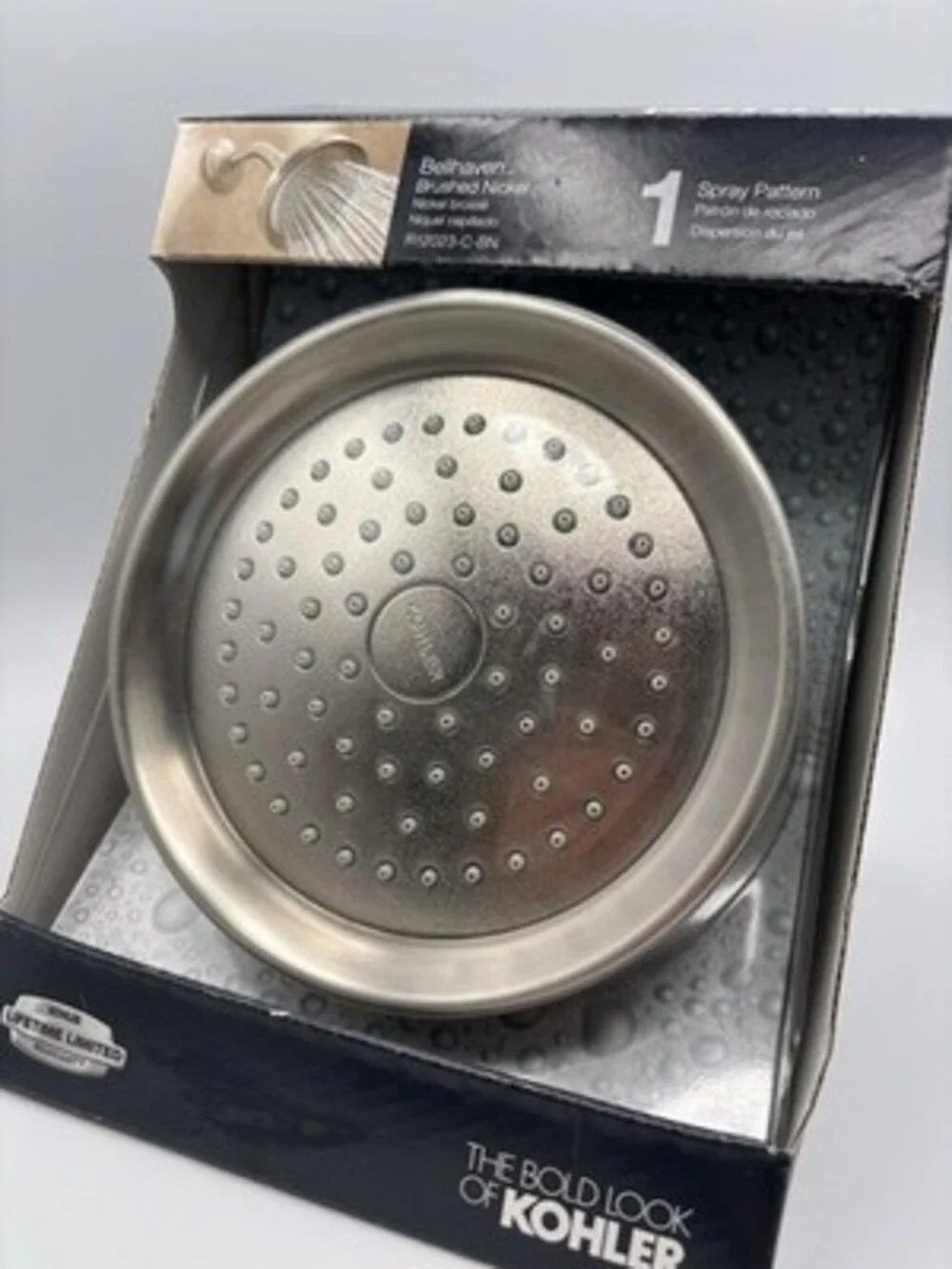 Kohler Bellhaven Round Shower Head Brushed Nickel MasterClean Easy Clean